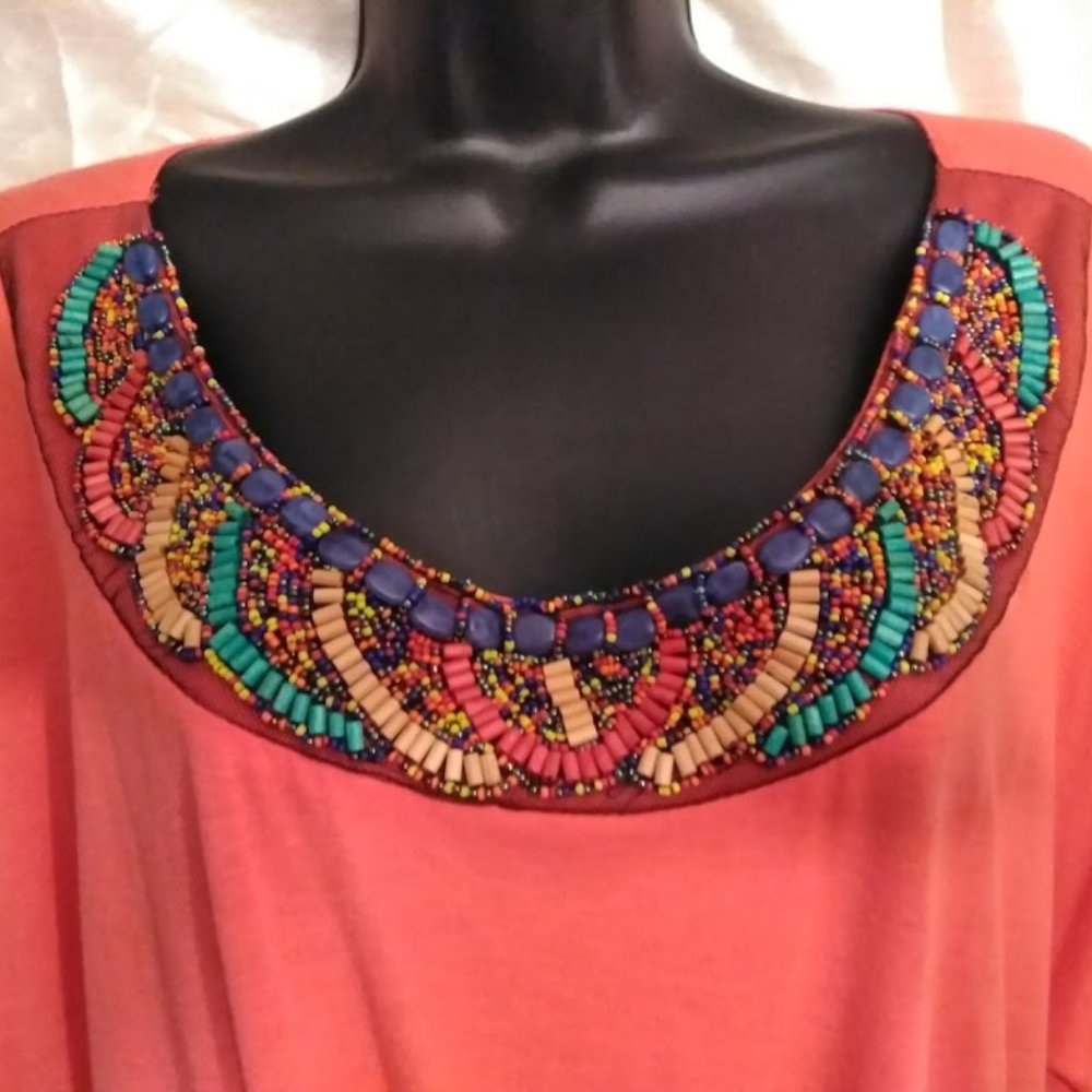 Charming Charlie Women's Orange Embellished Shirt